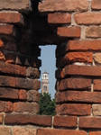 SX19387 Lamberti Tower seen through crenellation on Ponte di Castelvecchio, Verona, Italy.jpg